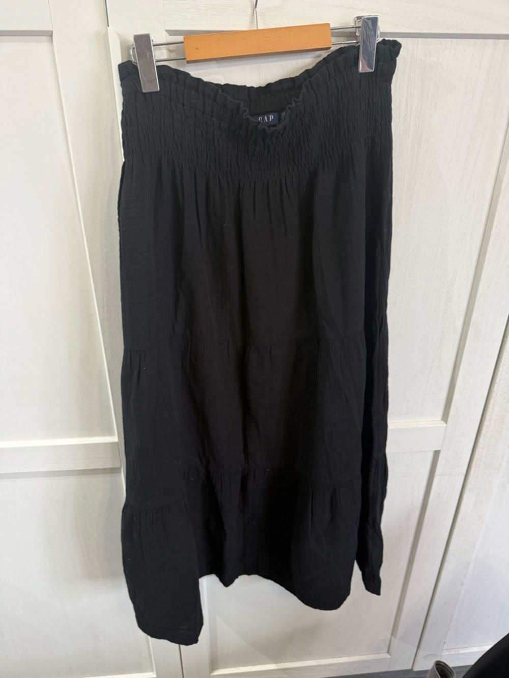 GAP Black Tiered Smocked Waist Maxi Skirt
